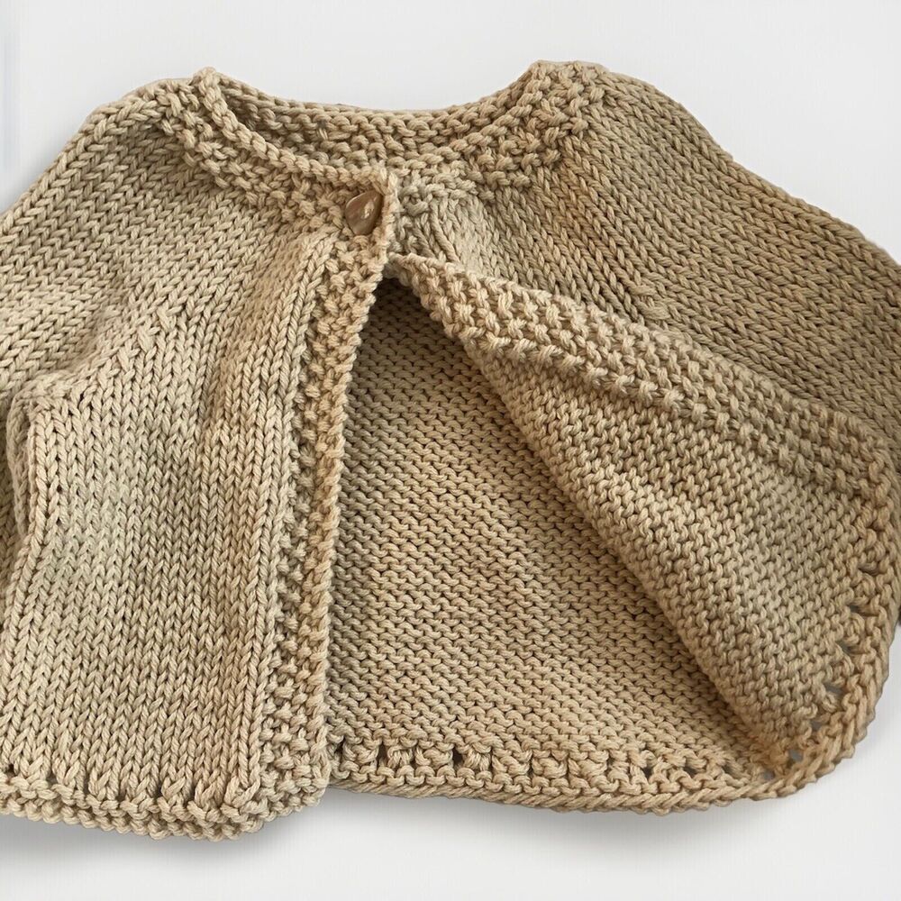Girl, Newborn, Ivory, Hand Knitted Cape Style Sweater, Warm & Comfy